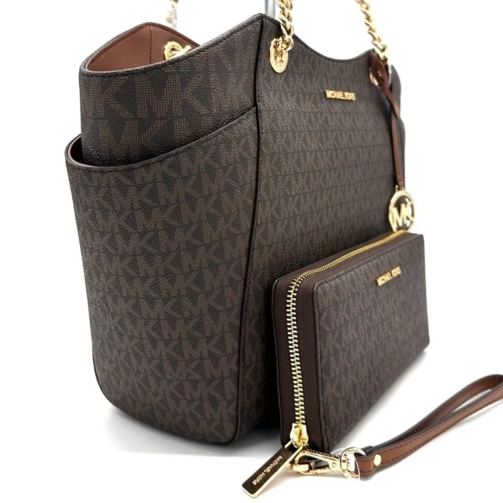 Michael Kors Large Jet Set Travel Chain Shoulder Bag & Continental Wallet - Picture 4 of 15